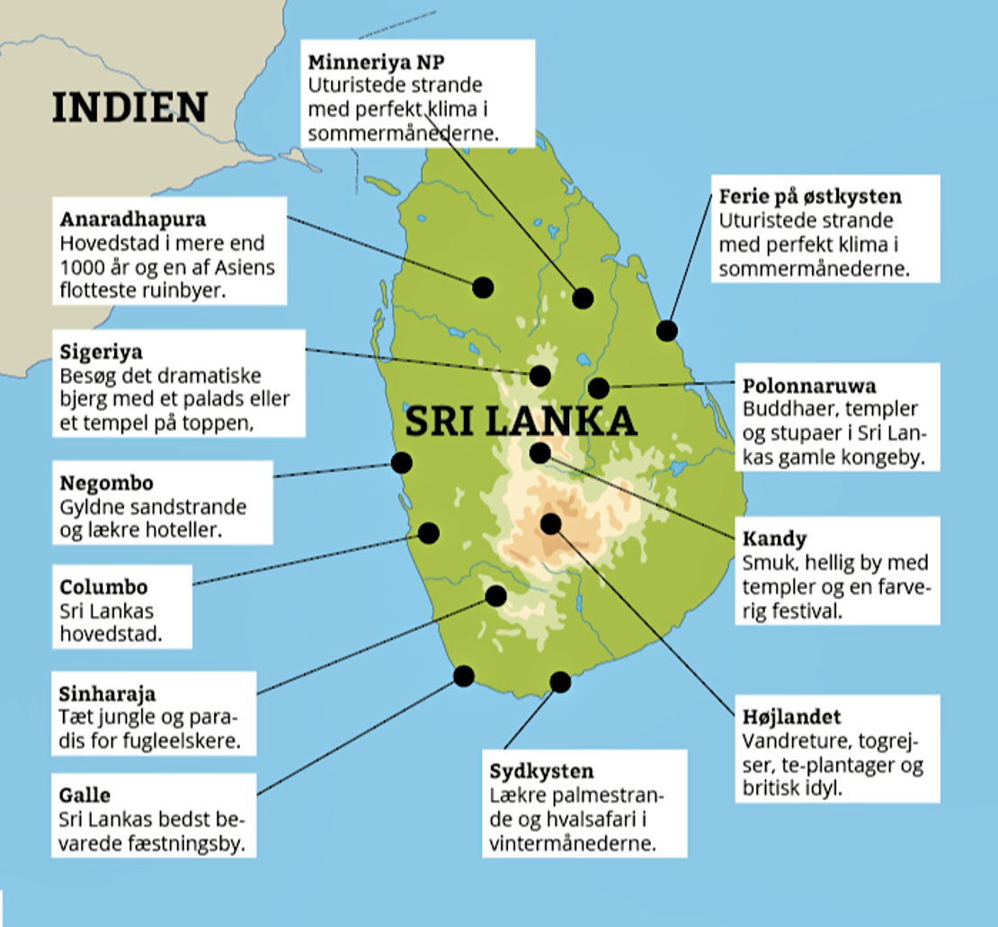 Kort Over Sri Lanka Sri Lanka kort med seværdigheder   Check Point Travel Kort Over Sri Lanka
